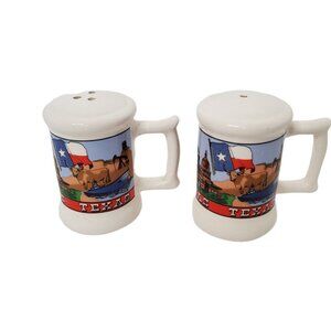 Vintage Collectible Souvenier Texas Landmark Stein Shaped Ceramic Salt & Pepper
